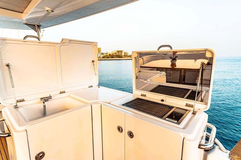 Flybridge grill and wet bar